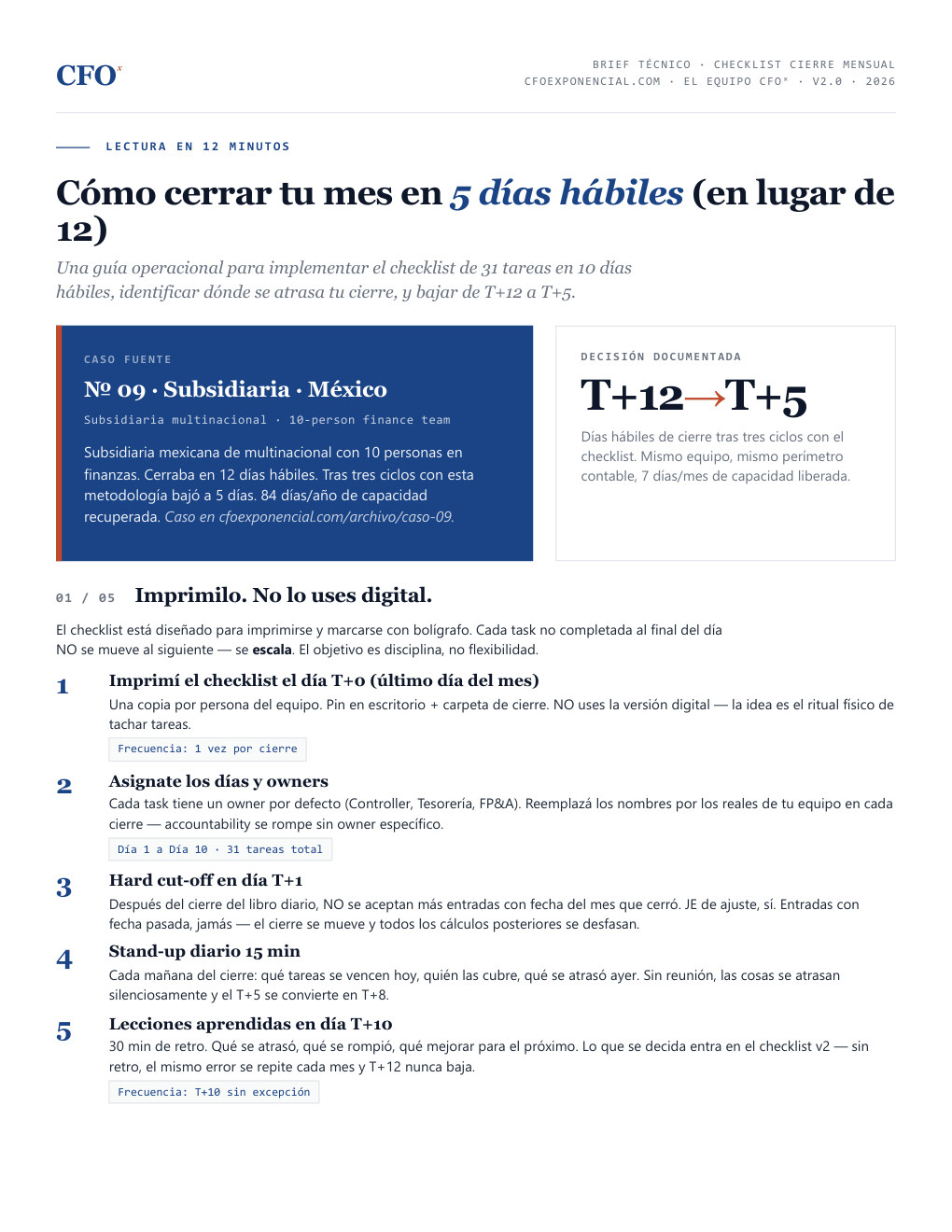 Brief técnico PDF — guía de uso en 10 minutos